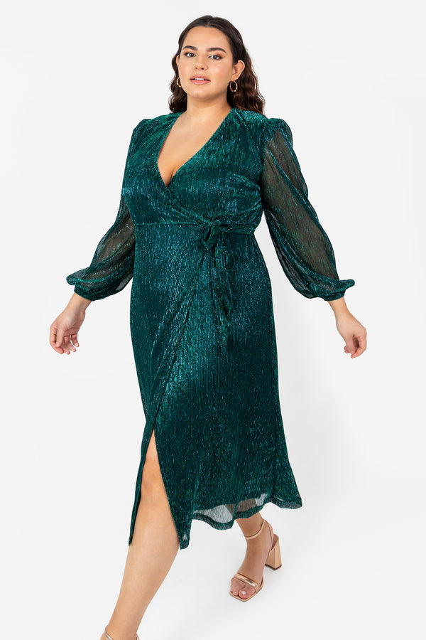 LUXE Shimmer Wrap Kjóll Curvy & Stout