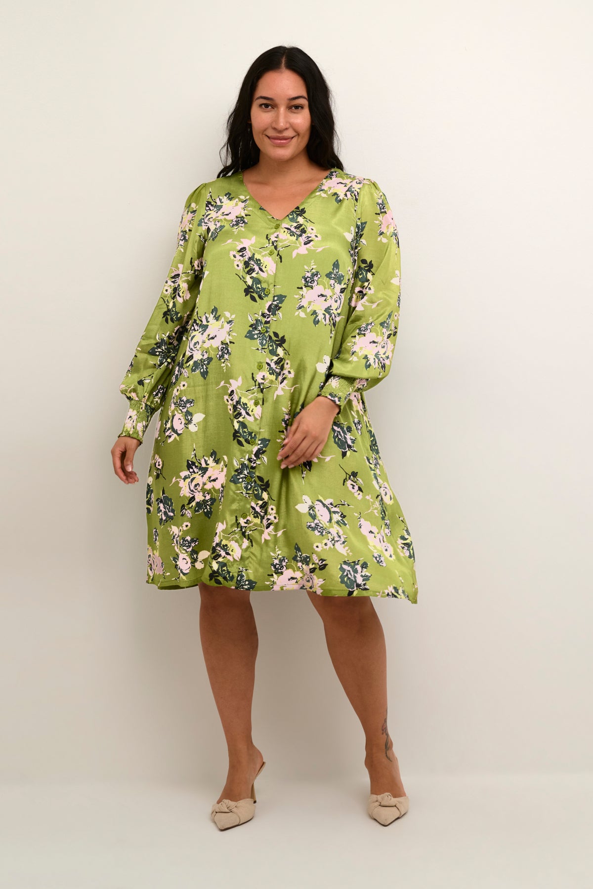 Green Stencil Kjóll