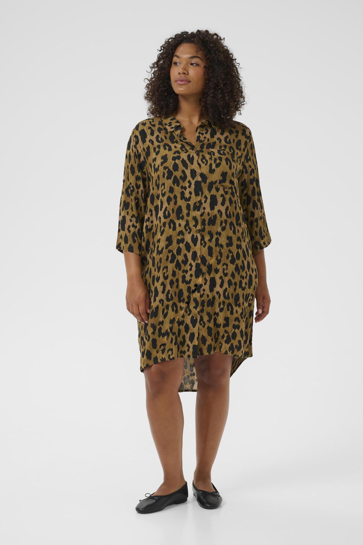 Molly Skyrtukjóll - Brown Leopard