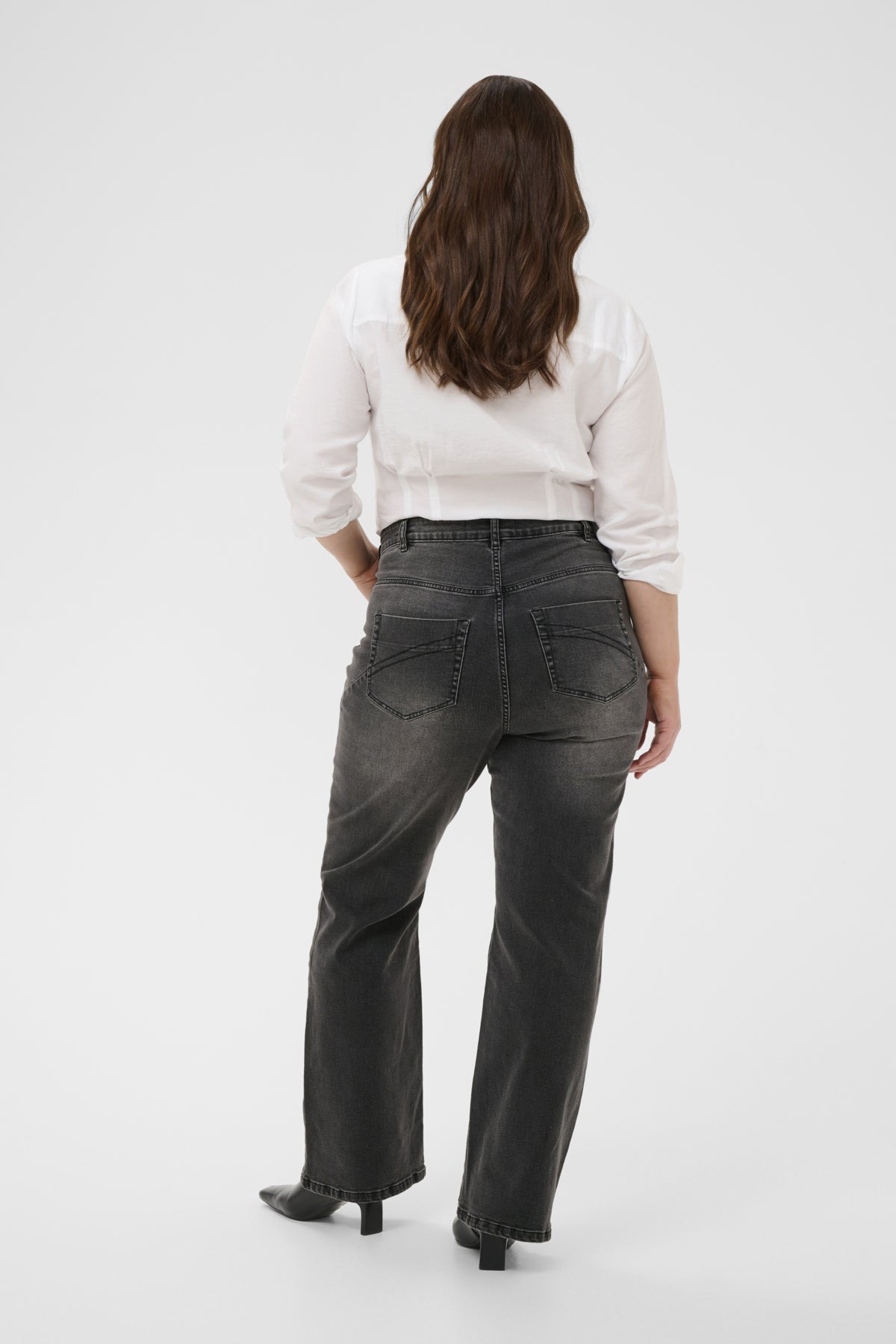 Flora Flare Long Jeans - Grey Vintage