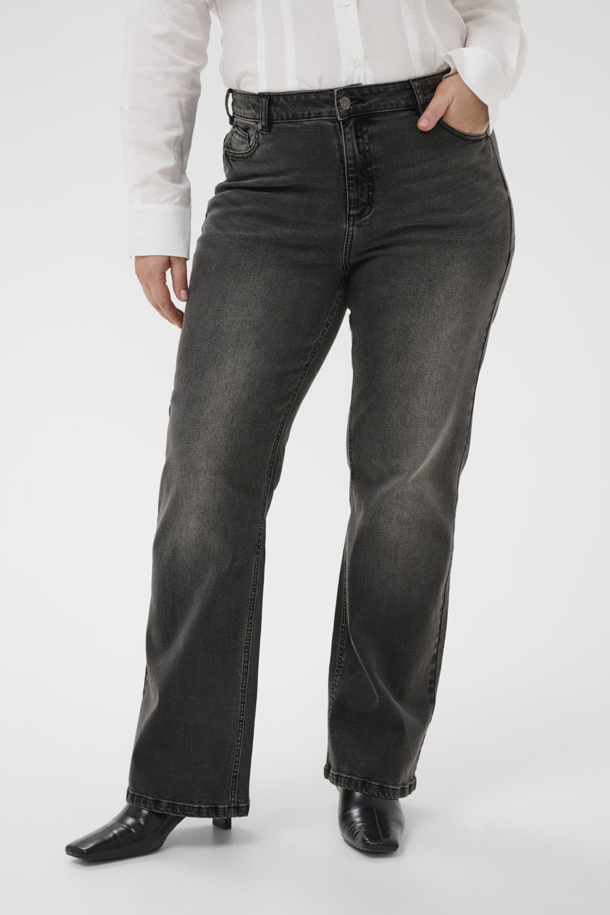 Flora Flare Long Jeans - Grey Vintage
