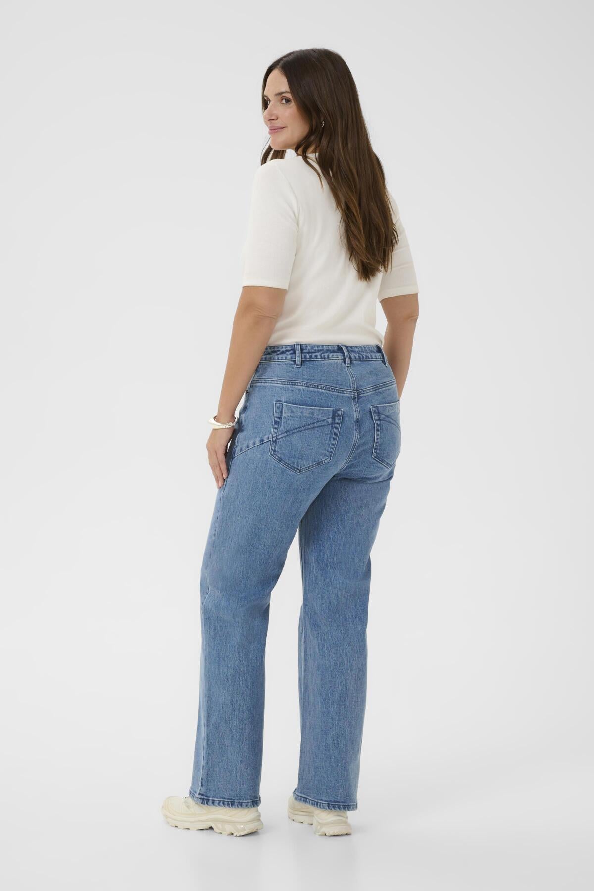 Flora Flare Long Jeans - Blue Washed
