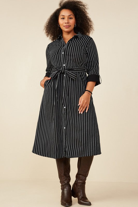 Pinstripe Skyrtukjóll