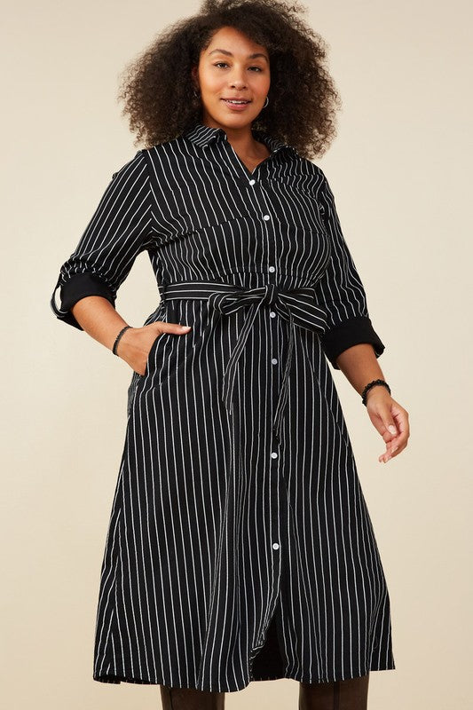 Pinstripe Skyrtukjóll