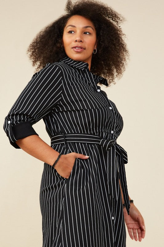 Pinstripe Skyrtukjóll