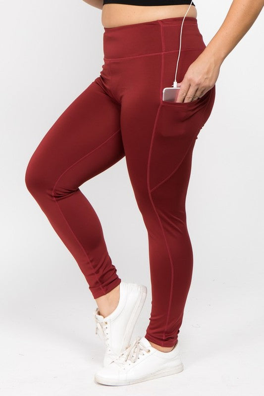 Pocket Active Leggings - Wine