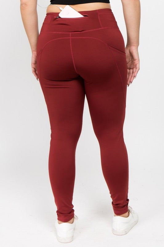 Pocket Active Leggings - Wine