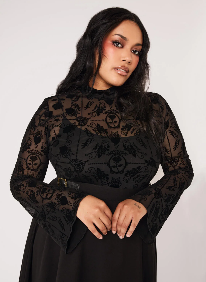 Esme Black Mesh Toppur