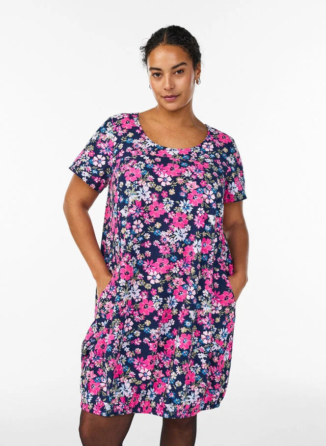 Pink Floral Easy Kjóll