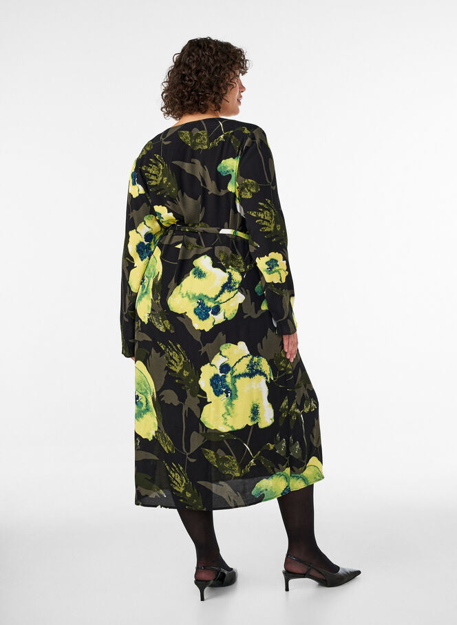 Bella Wrap Kjóll - Yellow Flow