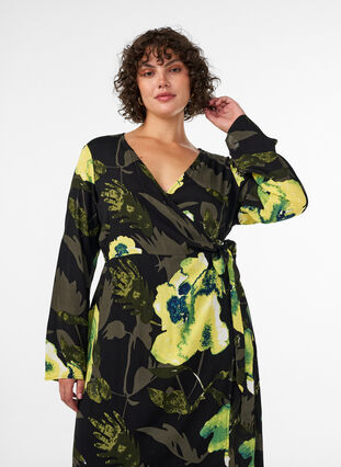 Bella Wrap Kjóll - Yellow Flow