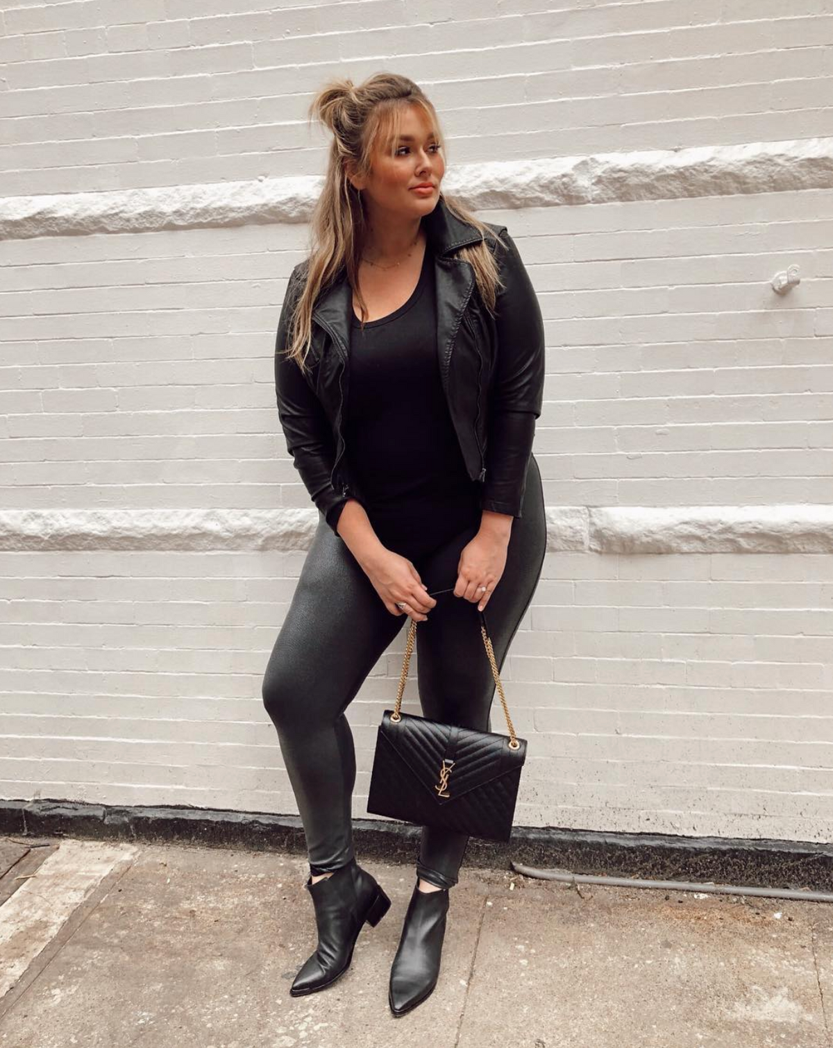 Cracked pleður leggings