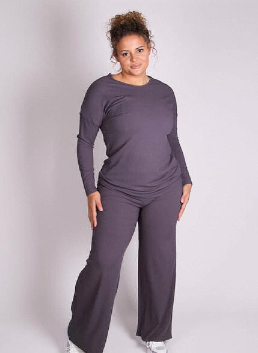 Rib Wide Leg Buxur