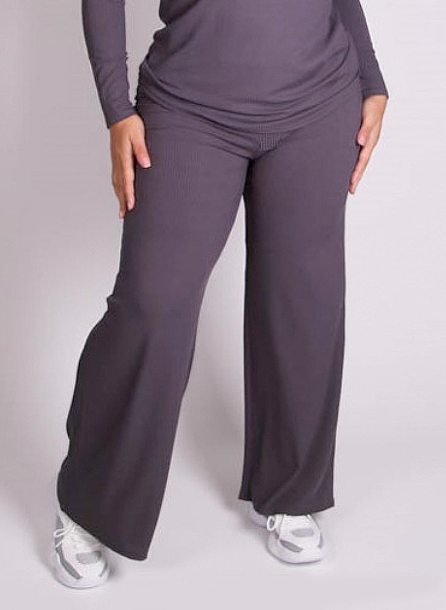 Rib Wide Leg Buxur
