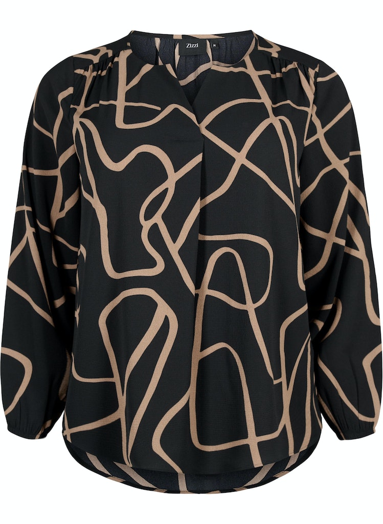 Black Graphic Blússa