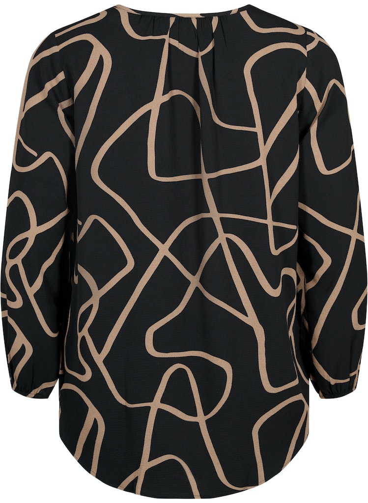 Black Graphic Blússa