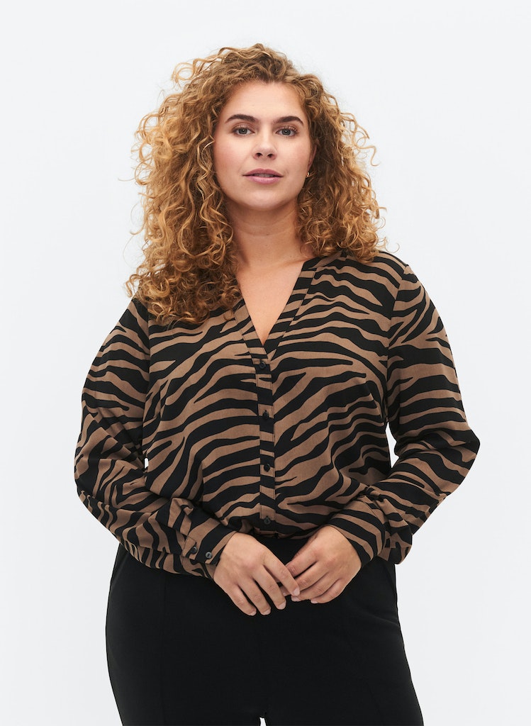 Brown Zebra Blússa