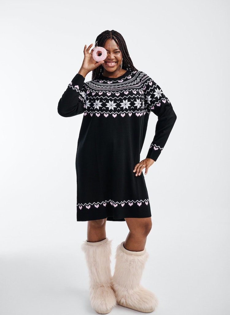 Black Snowflake Peysukjóll