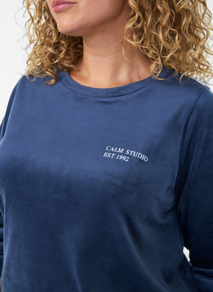 Helena Velúr Peysa - Insignia Blue