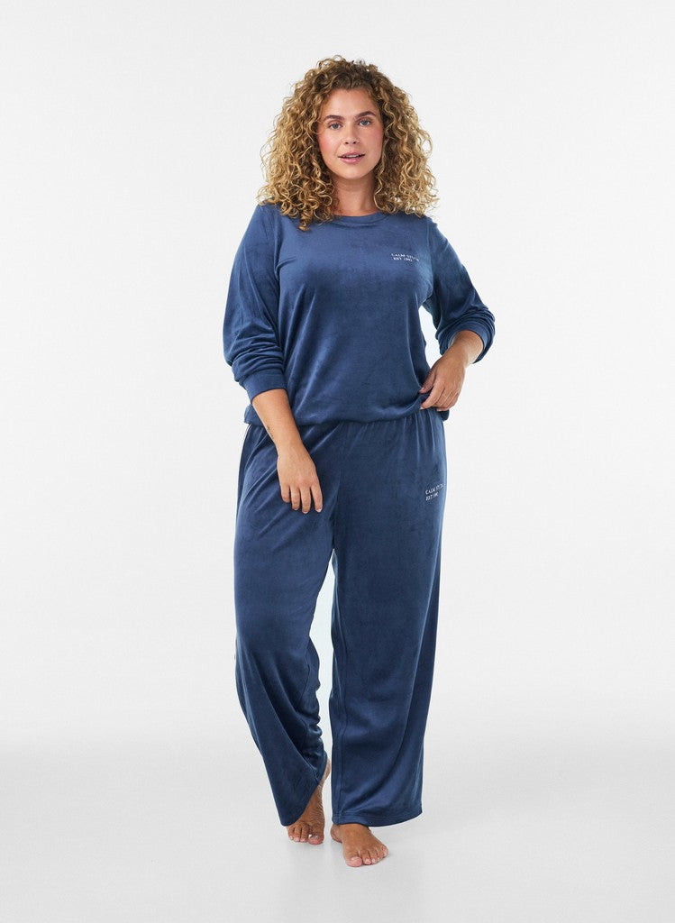 Helena Velúr Buxur - Insignia Blue