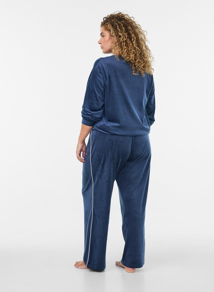 Helena Velúr Buxur - Insignia Blue
