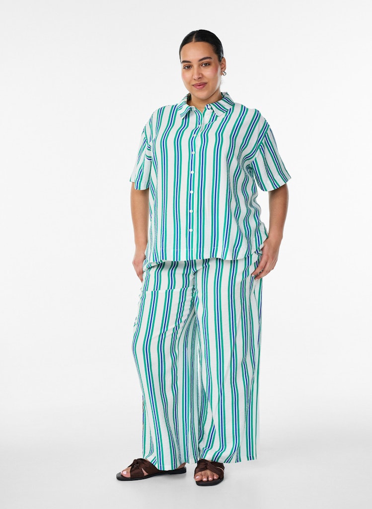 Stripe Buxur - Cloud Dancer