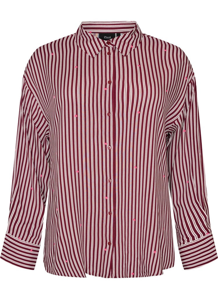 Claudia Wine Stripe Náttskyrta
