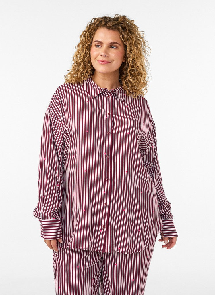 Claudia Wine Stripe Náttskyrta