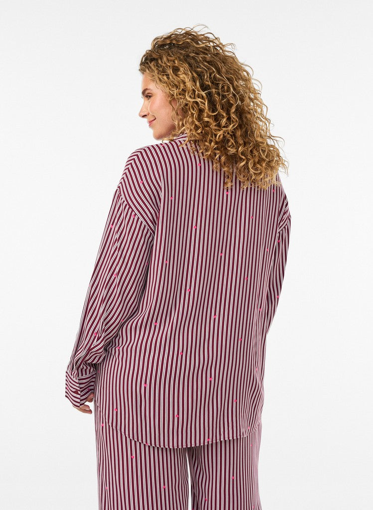 Claudia Wine Stripe Náttskyrta