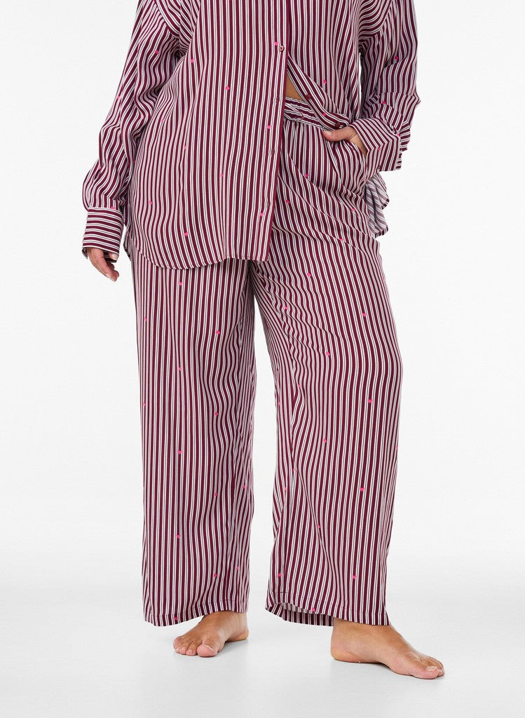Claudia Wine Stripe Náttbuxur