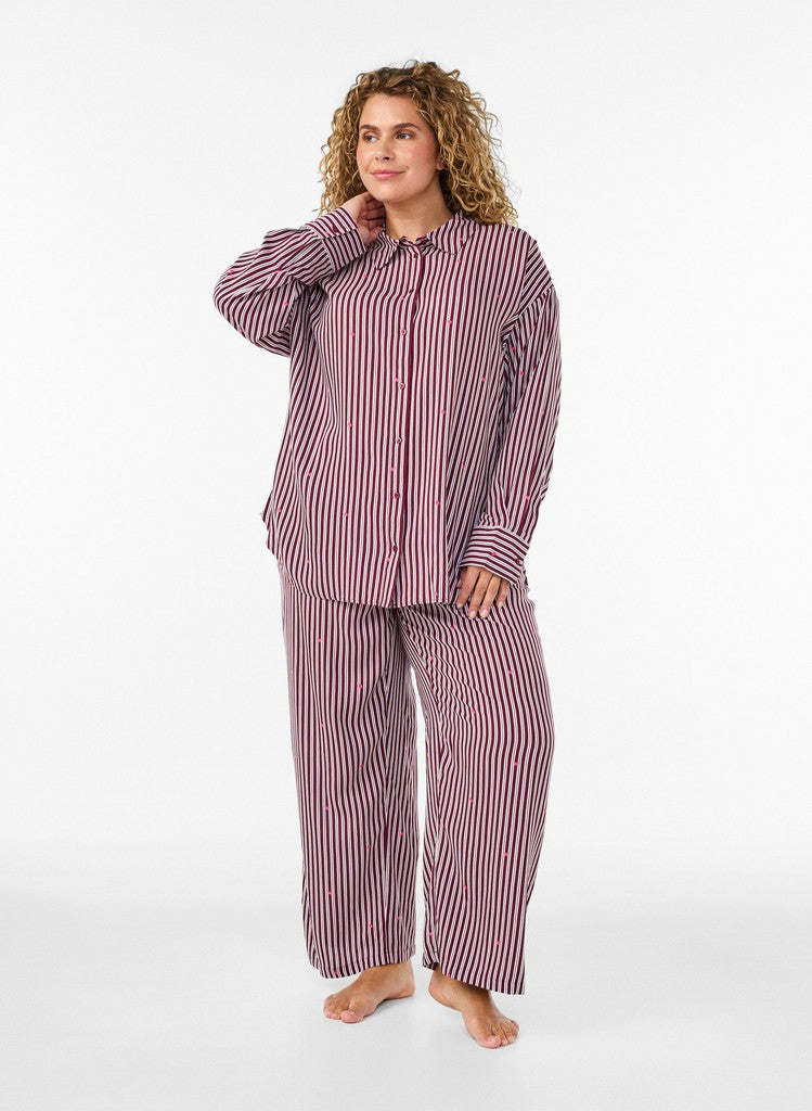 Claudia Wine Stripe Náttbuxur