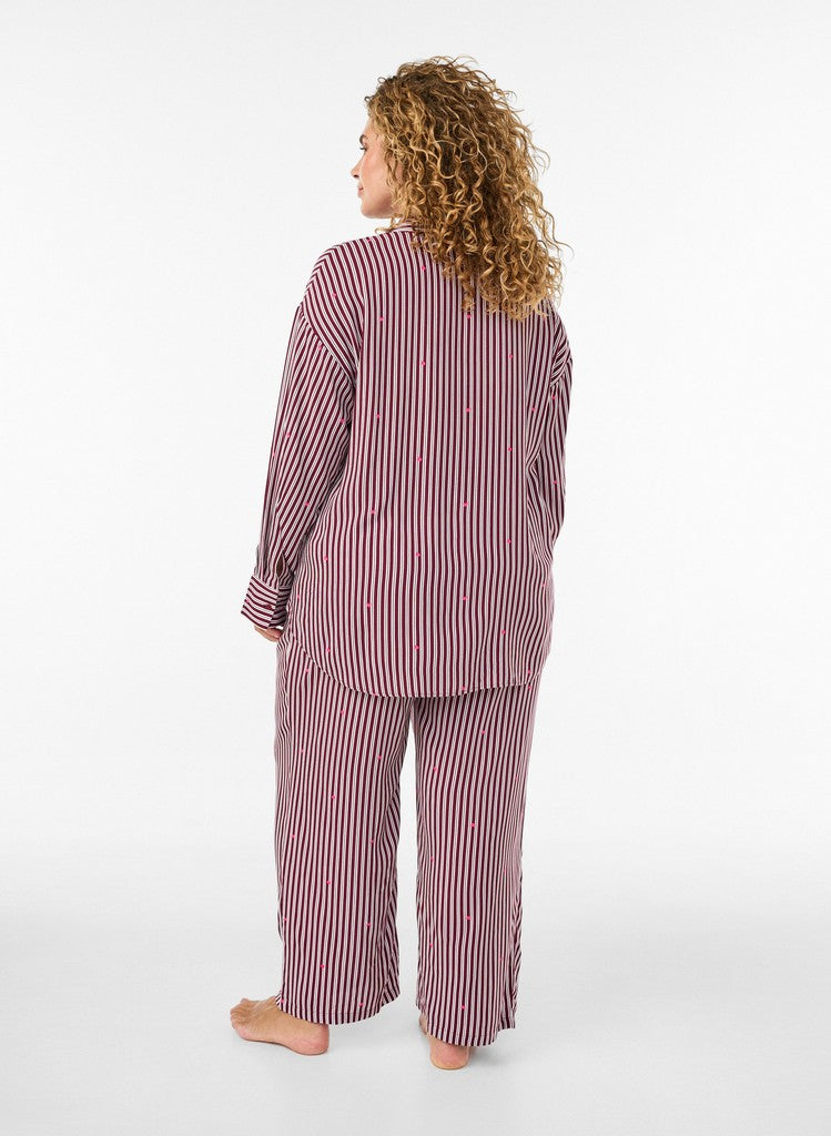 Claudia Wine Stripe Náttskyrta