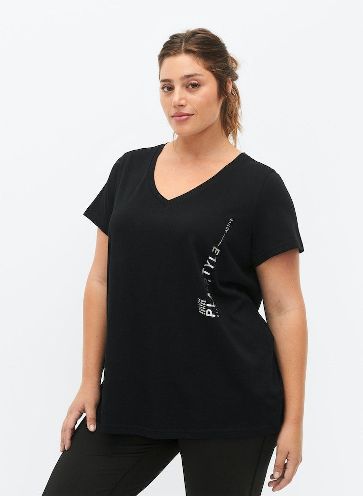 V-neck Active Logo Stuttermabolur