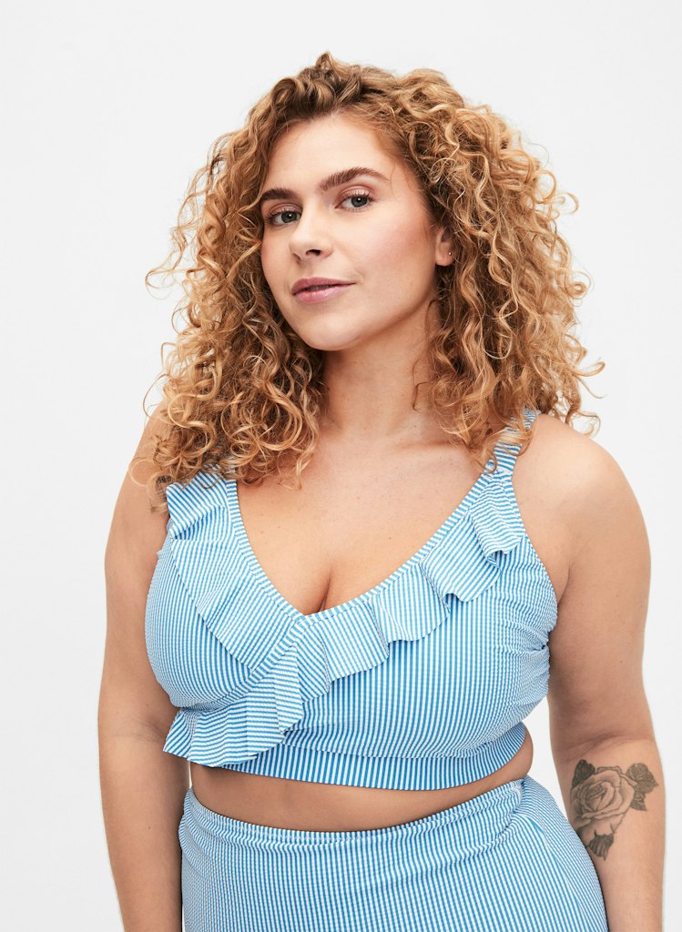 Bluewhite Stripe Bikini Toppur