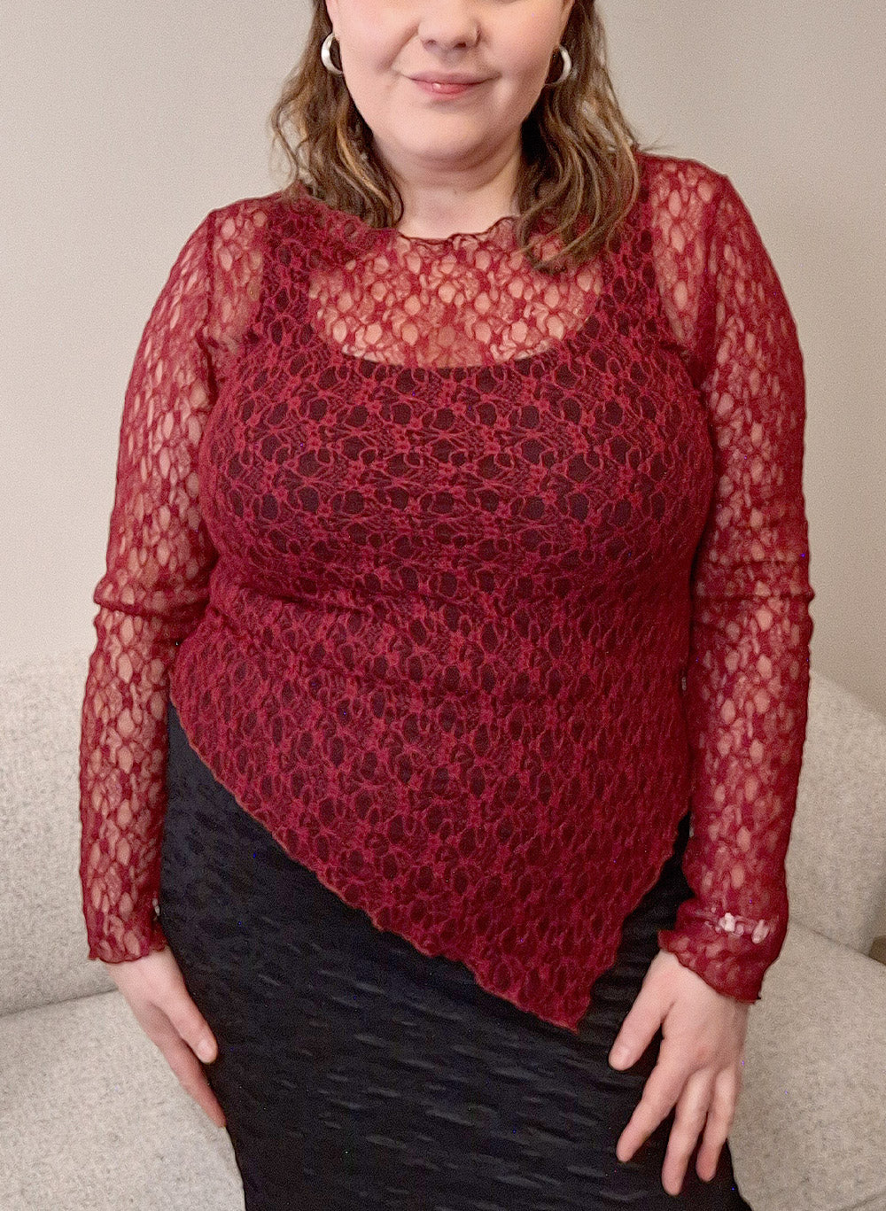 Asymmetric Lace Toppur