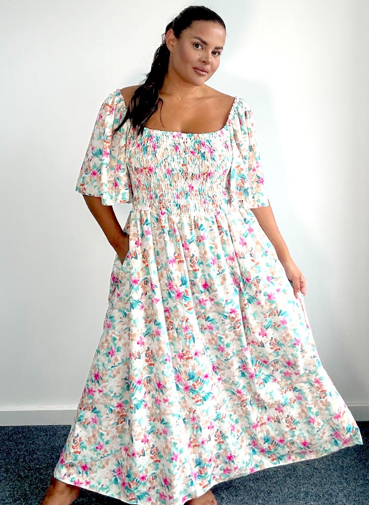 Floral Bardot Kjóll