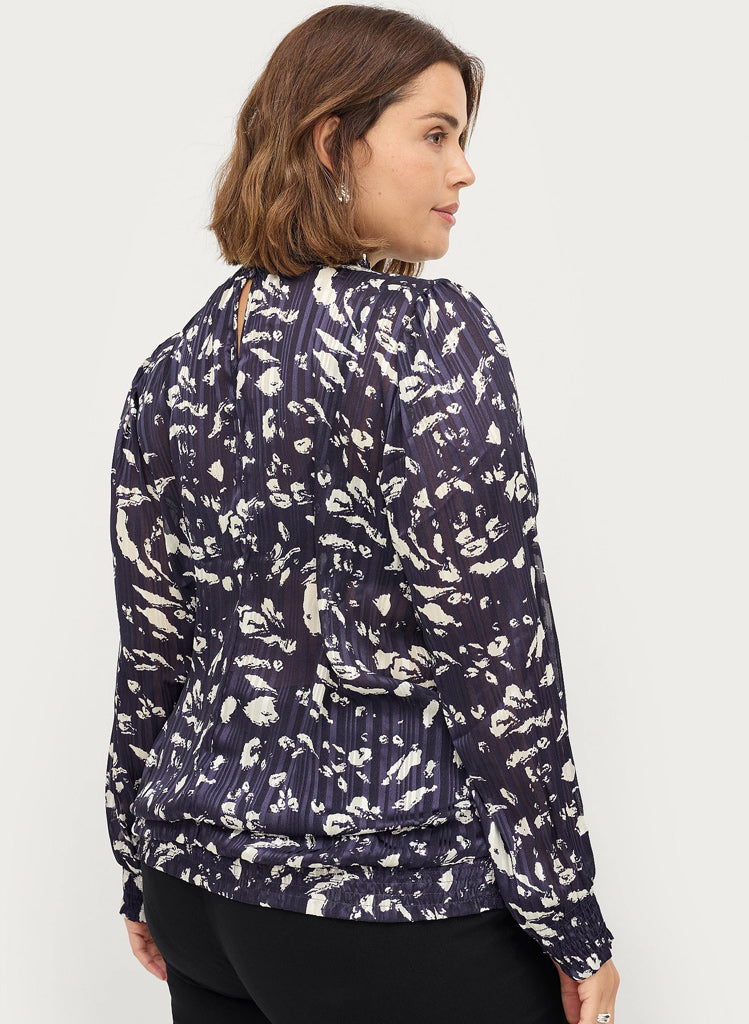 Lucy Blue Leaf Blússa