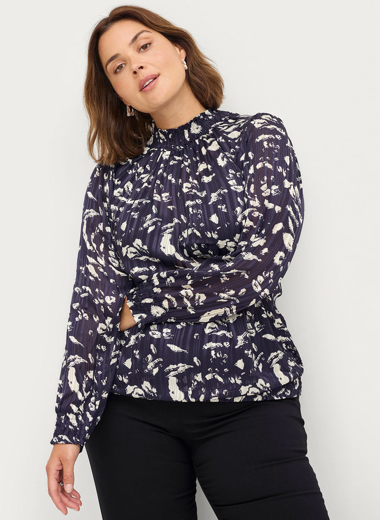 Lucy Blue Leaf Blússa
