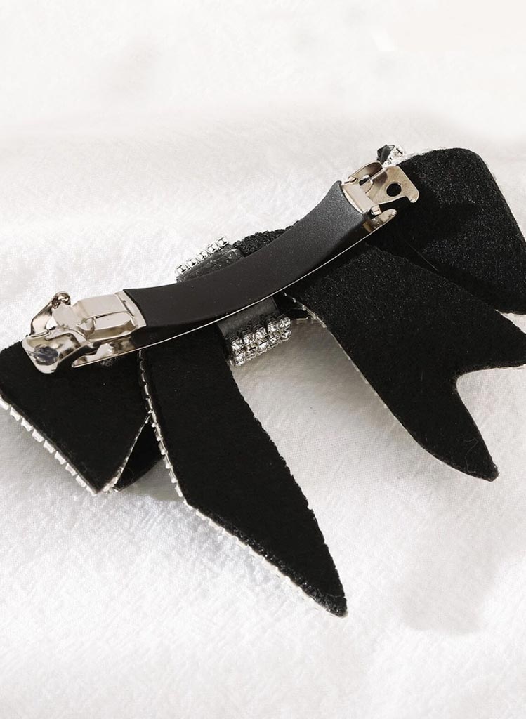 Black Crystal Bow Hárspenna