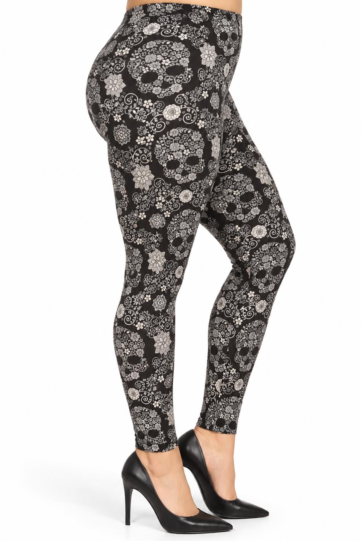 Floral Skull Soft Leggings