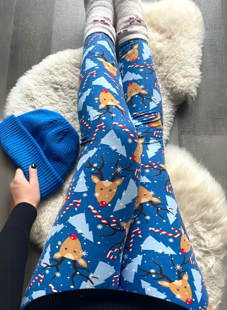 Soft Leggings - Blue Reindeer