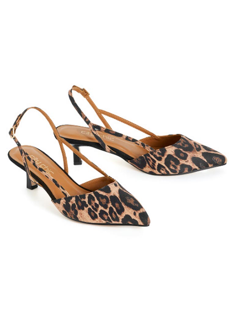 Leopard Hælaskór - Wide Fit