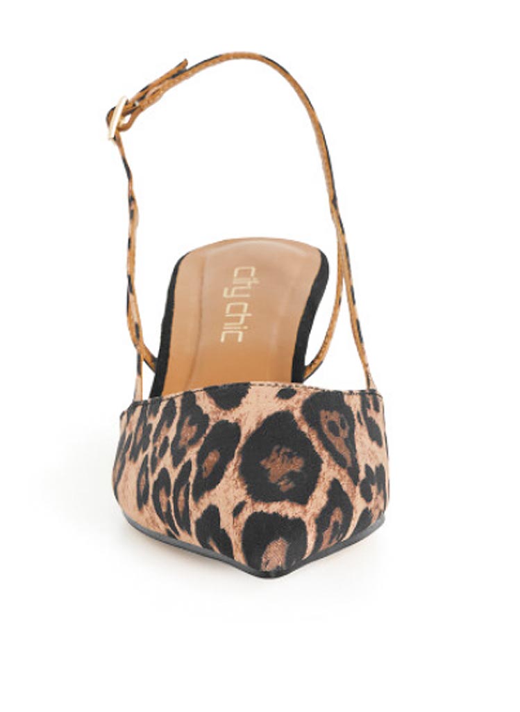 Leopard Hælaskór - Wide Fit