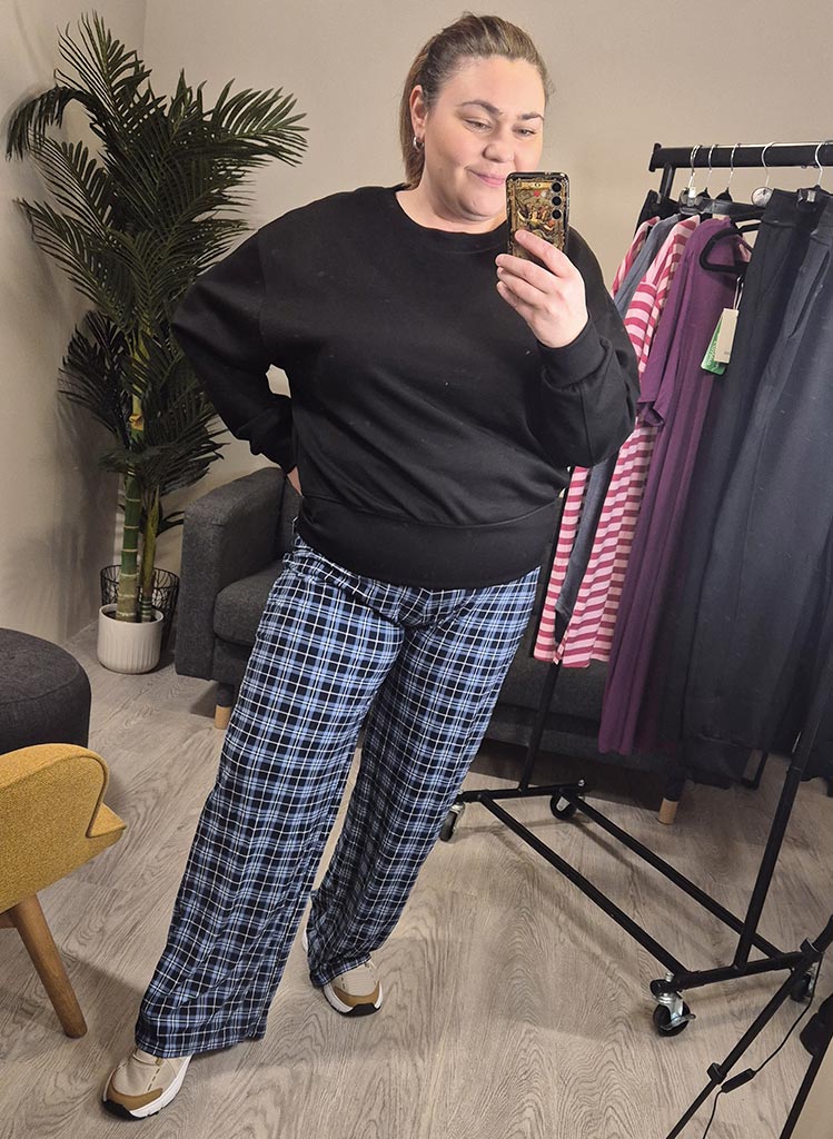 Soft náttbuxur - Blue check