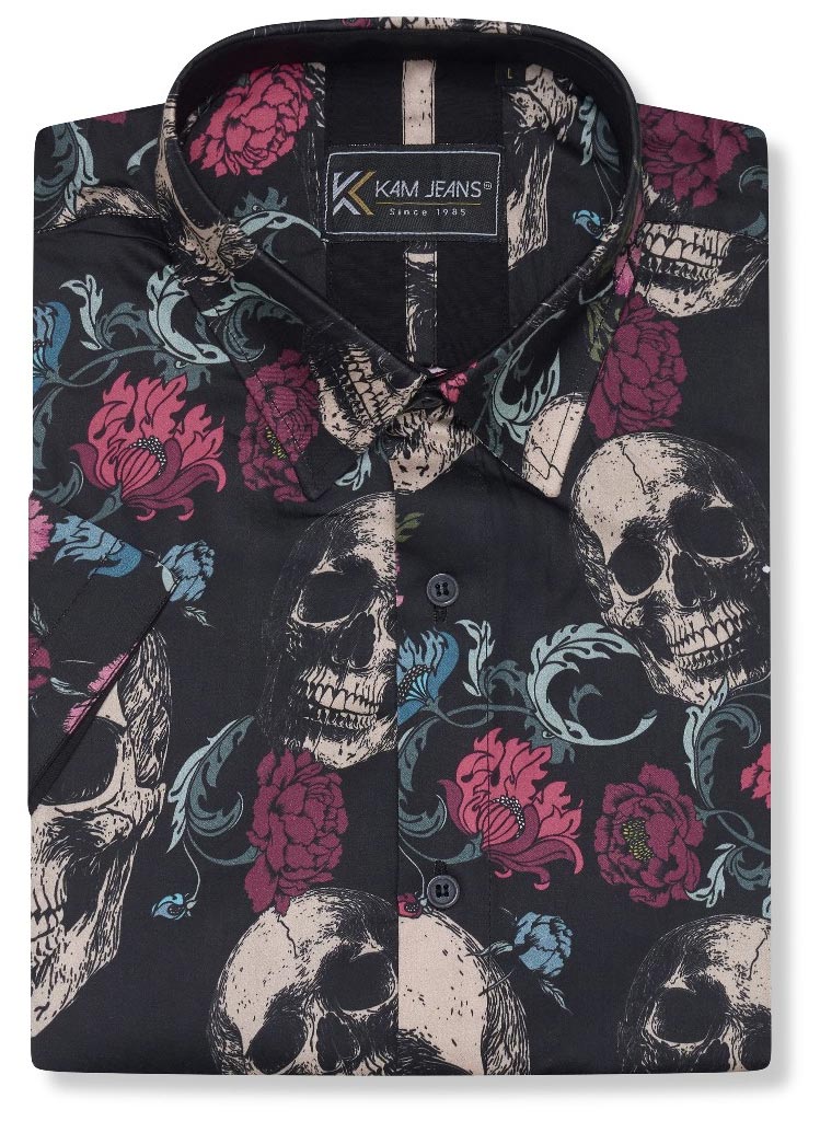Floral Skull Stutterma Skyrta