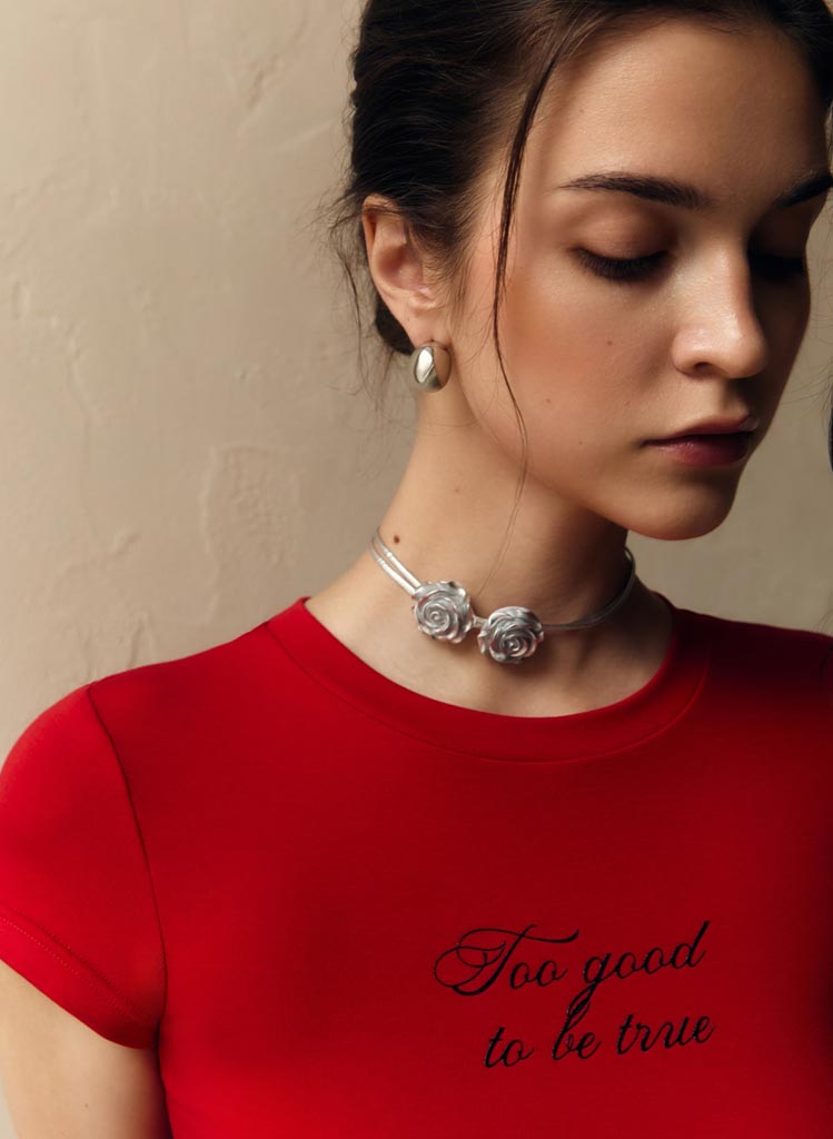 Silver Rose Choker Hálsmen