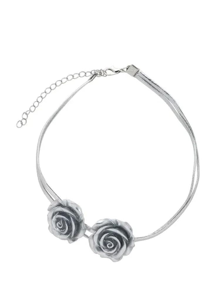 Silver Rose Choker Hálsmen