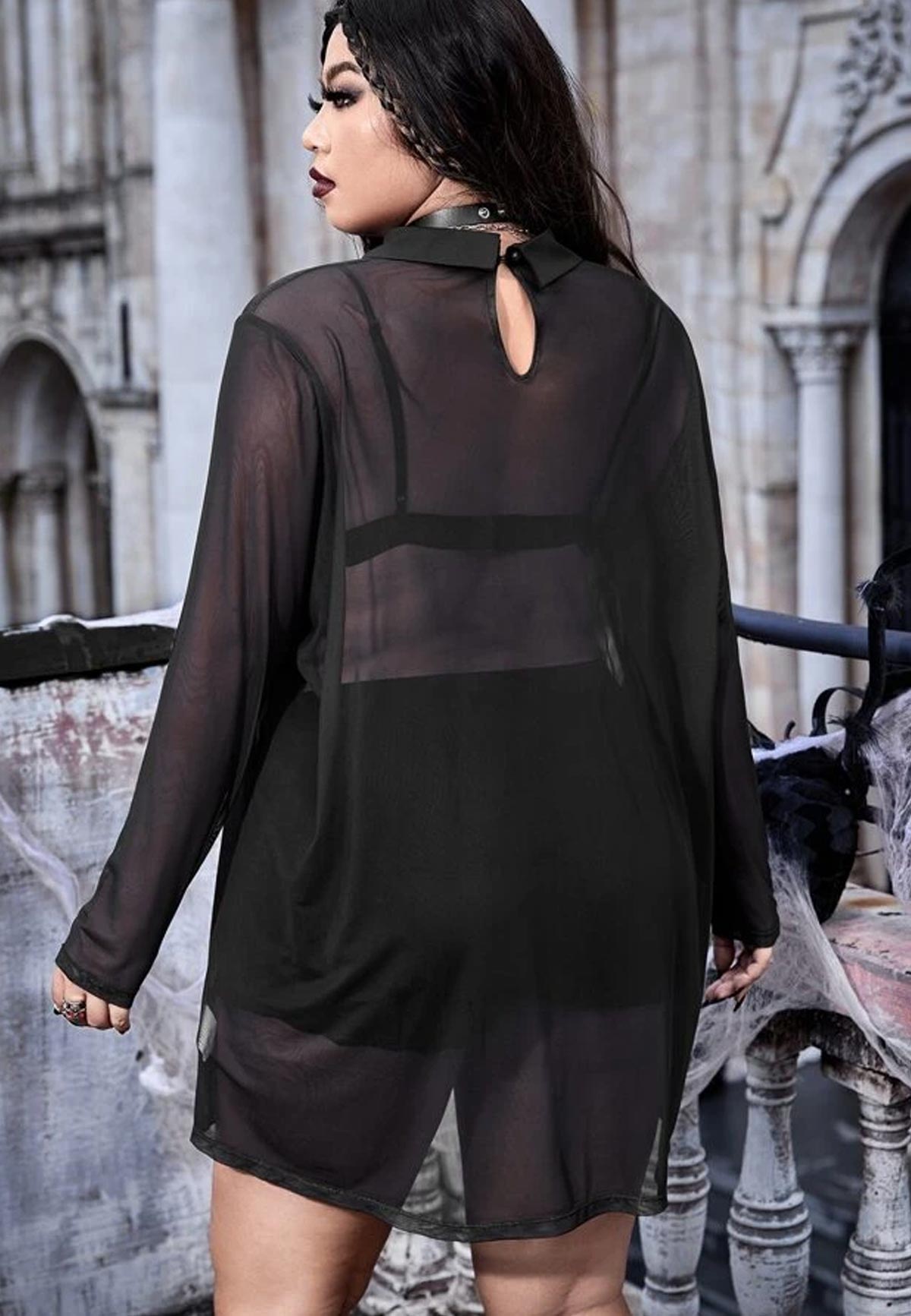 Skeleton Mesh Collar Kjóll