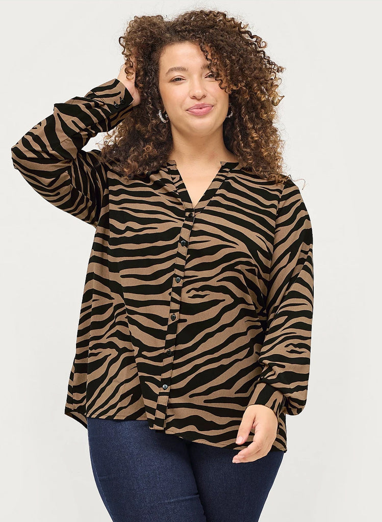 Brown Zebra Blússa