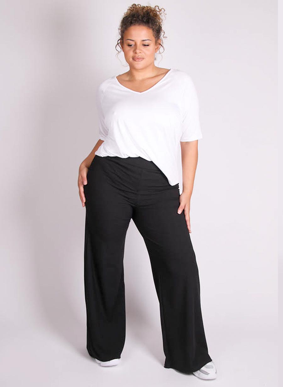Rib Wide Leg Buxur